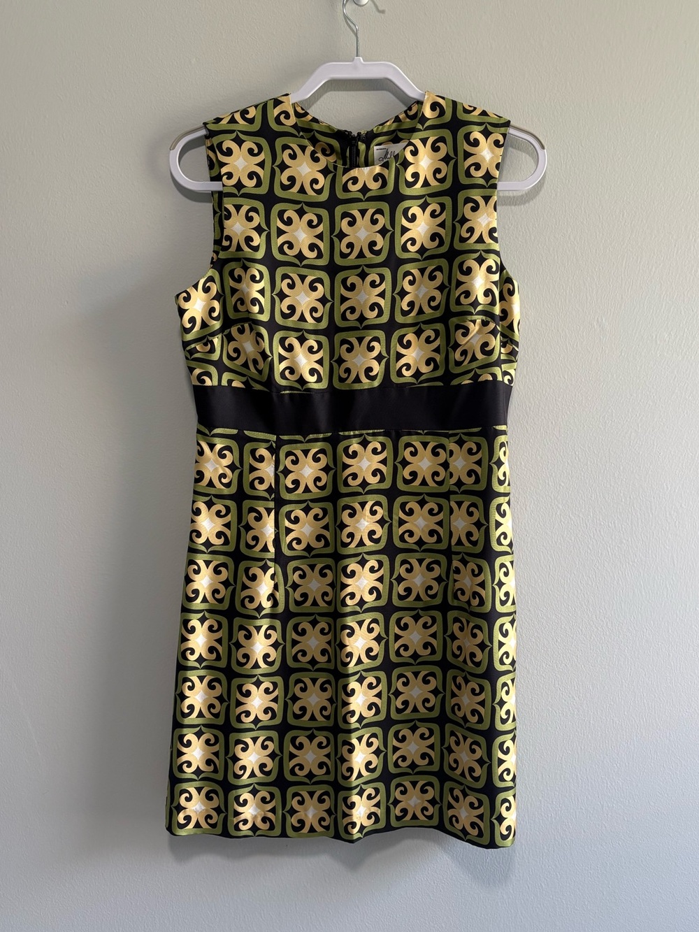 Milly 100% Silk Geometric Print Sleeveless Shift Dress Size 8